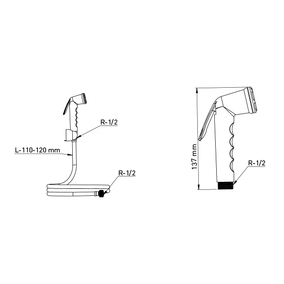 Pp Shut-Off Twistfree Long Hose W/Bracket 120Cm White
