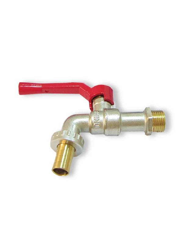 RHINO Brass C.P Ball Bib Tap-200 Psi, 1/2", Red Handle