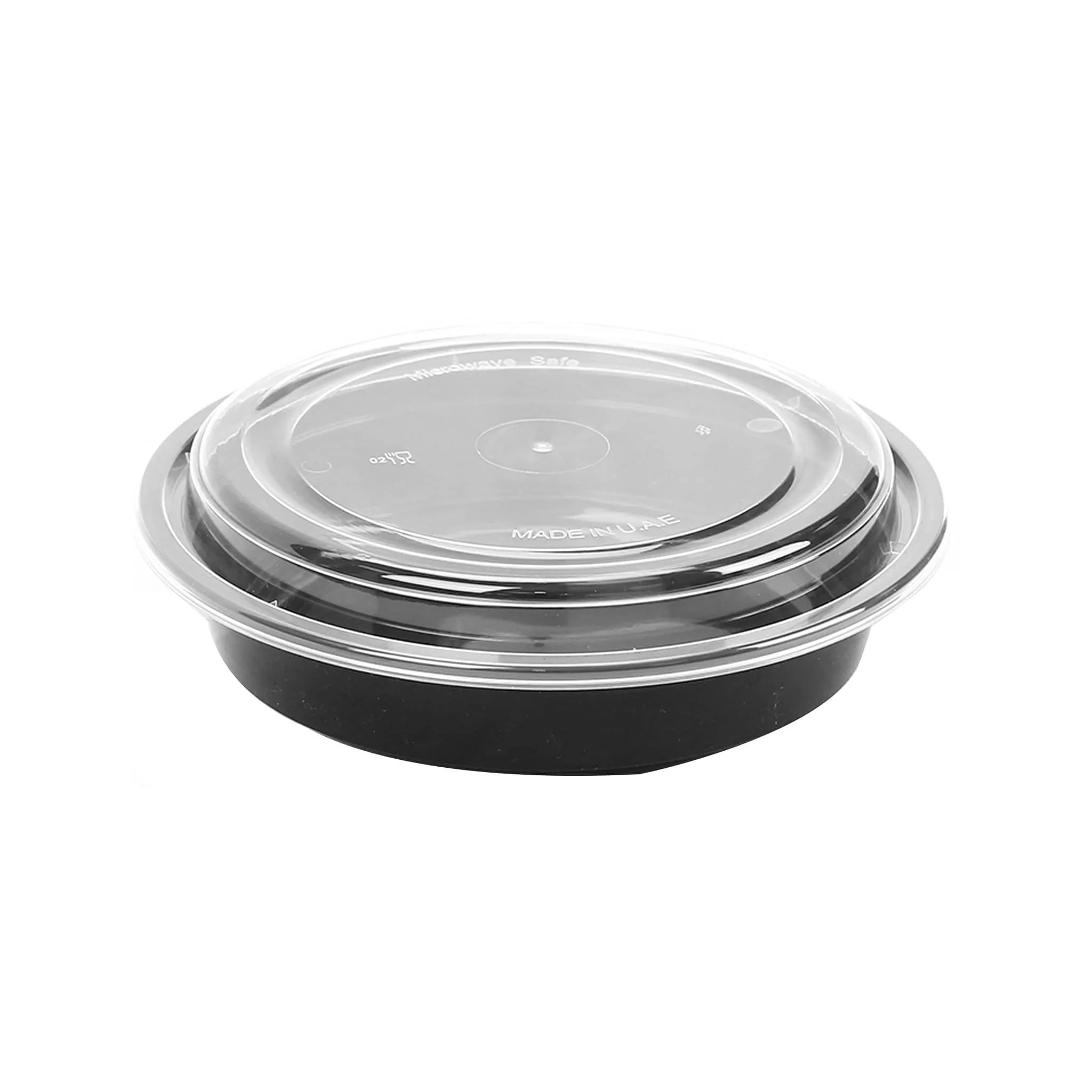 Hotpack Black Base Round Container with lid 24 Oz -300PCS