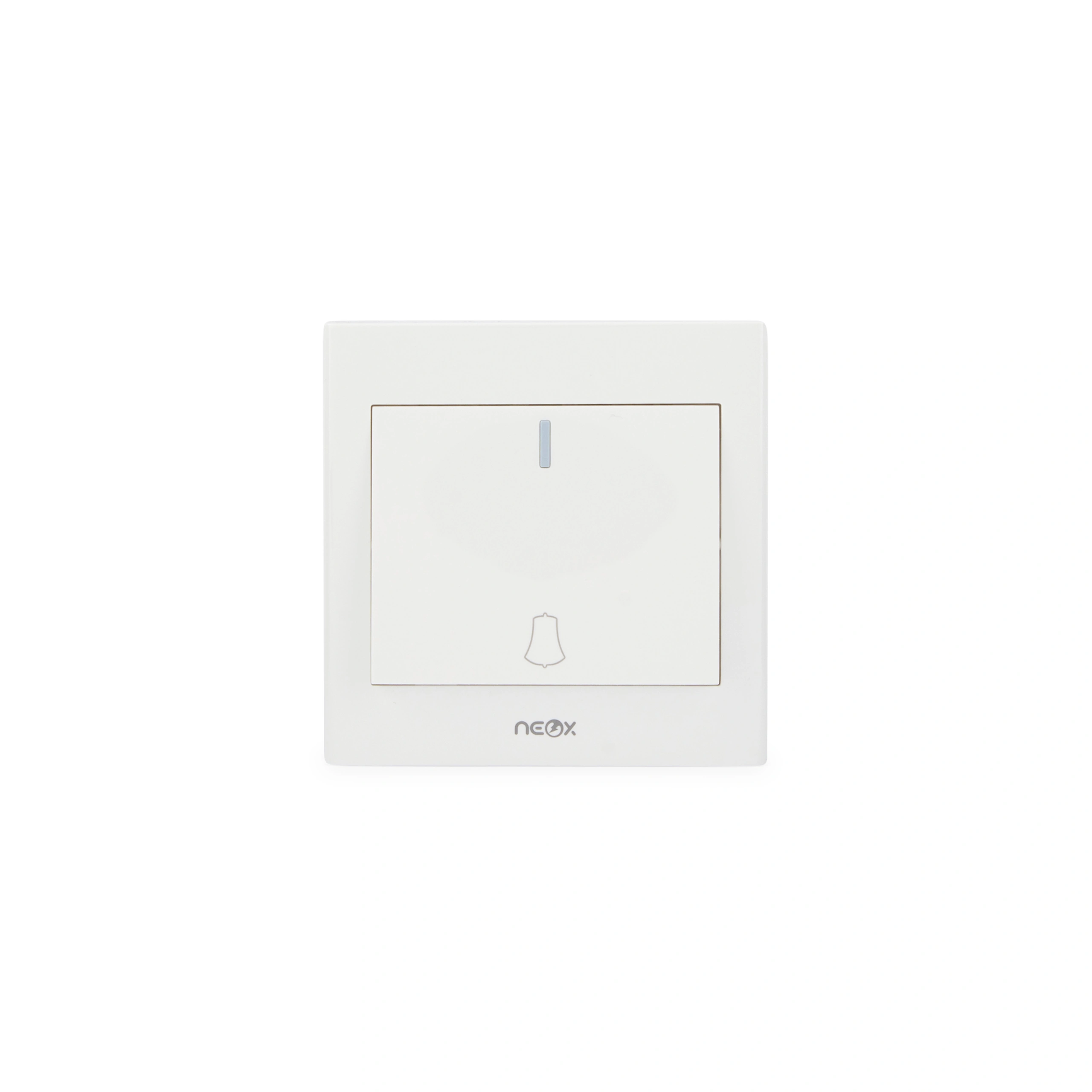 NEOX Wide Rocker Plate Bell Switch with bell symbol - 1 gang 2 way - 10A White