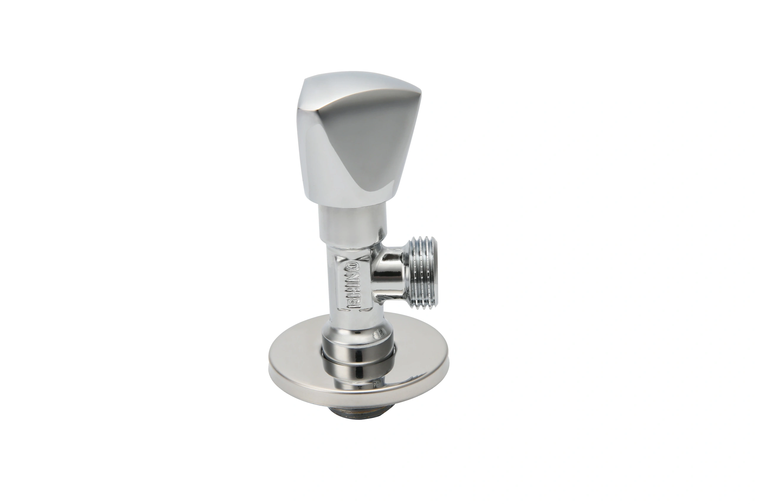 Rhino Brass Angle Valve Mxm Thread Complete With Ss Rosette, 1/2"X1/2", Wras Approved