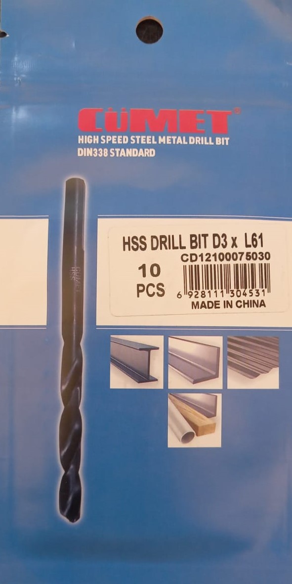 Cumet 10 PCS HSS Drill Bit D3XL61SWL33